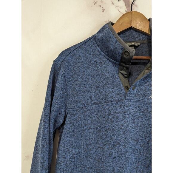 Eddie Bauer Pullover Mens Small Fleece Snap Button Radiator Blue Recycled Jacket - Picture 2 of 13